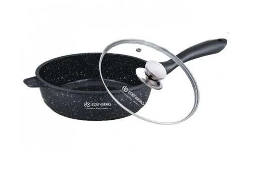 Tigaie aluminiu marmurata cu capac sticla Edenberg 24cm eb-3321